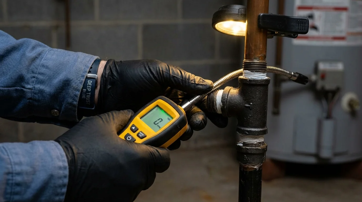 Gas leak detection with electronic sniffer by Johns Plumbing LLC in Little Silver