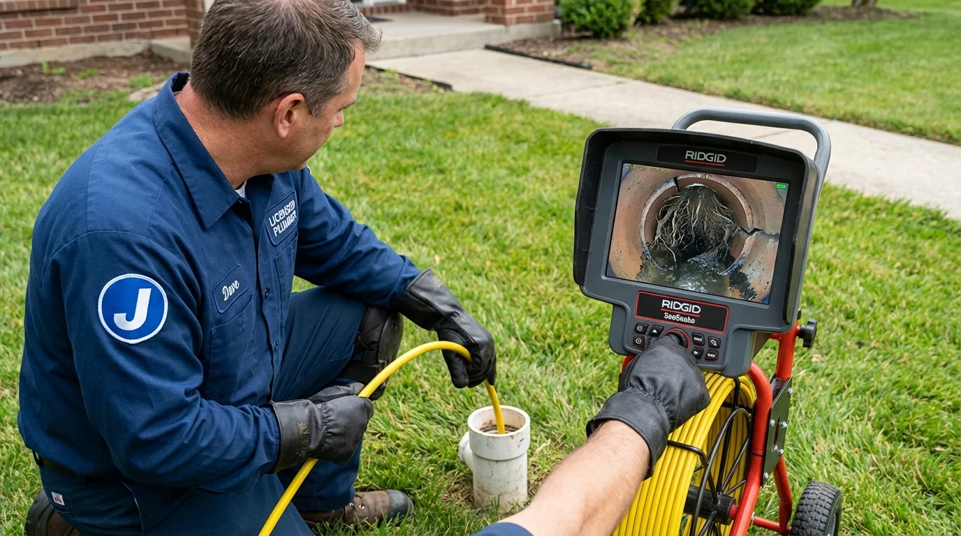 Sewer camera inspection being performed by Johns Plumbing LLC in Little Silver