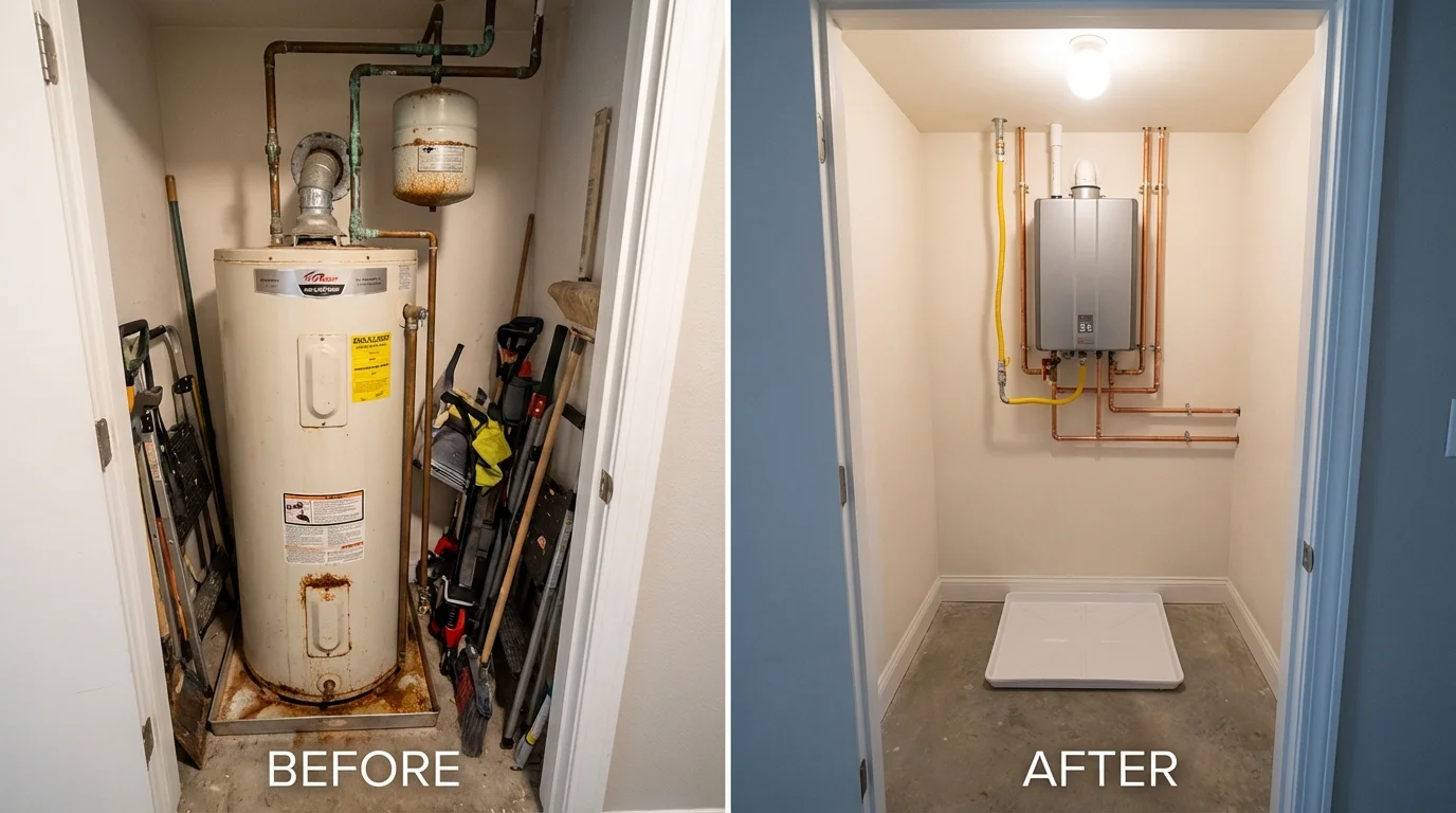 Tank water heater versus wall-mounted tankless unit comparison for Little Silver, NJ homeowners